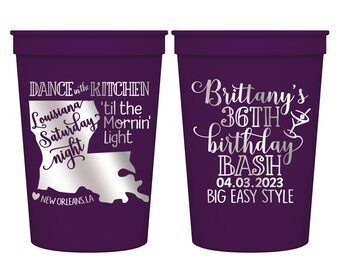 New Orleans Birthday Favors Personalized Cups for Mardi Gras Birthday Party Gift Party Cups Birthday Decorations Louisiana Saturday Night
