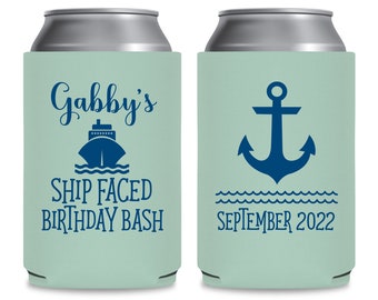 Nautical Birthday Favors Custom Can Coolers for Boat Birthday Party Gift Bags for Guest Gift Birthday Cruise Decor Ship Faced Beer Holders