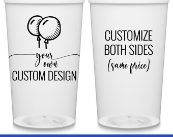 Personalized Stadium Cups Custom Party Cups for Guests in Bulk Plastic Cups Party Gifts for Gift Bags Trade Shows Customize Your Own Design