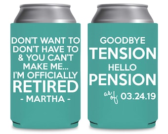 Retirement Party Favors Gifts Personalized Beer Can Coolers Funny Party Favors Gift Bags for Guests Retired Goodbye Tension Hello Pension