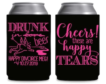 Divorce Party Favors Personalized Party Can Coolers Funny Party Favors Cheers Happy Tears Drunk Love Cupid Funny Divorce Gifts Party Decor