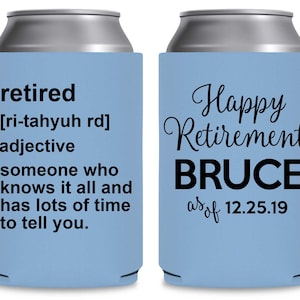 Retirement Party Favors Personalized Beer Can Coolers Cheap Party Favors Gift Bags for Guests Retired Dictionary Definition Knows It All