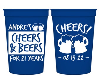 Birthday Favors Personalized Cups for Birthday Party Gift Bags Party Favors Cheers & Beers Party Cups 21st Birthday Decorations for Any Age