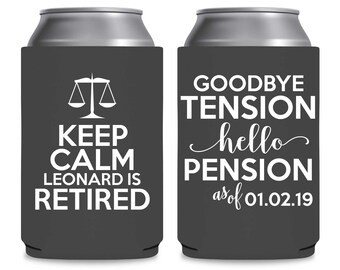 Lawyer Retirement Party Favors Personalized Beer Can Coolers Retired Judge Party Favors Gift Bags Keep Calm Goodbye Tension Hello Pension