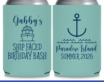 Nautical Birthday Favors Custom Can Coolers for Boat Birthday Party Gift Bags for Guest Gift Birthday Cruise Decor Ship Faced Beer Holders