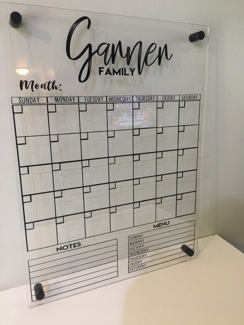 Clear Dry Erase Calendar Customize and Print