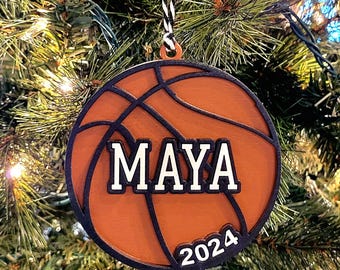 Personalized Basketball Ornament, Christmas Gift, Teen Boy, Teen Girl Stocking Stuffer, Basketball Lover, Sports Present, Keepsake Ornament