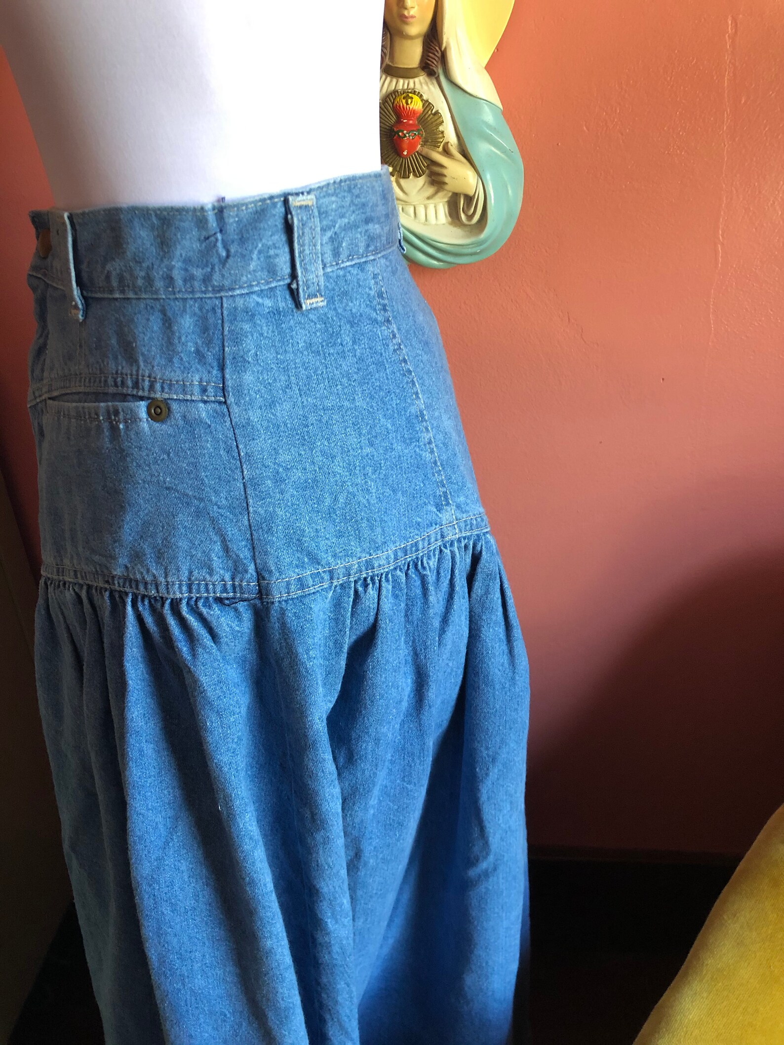 Vintage Candie's Yoke Front Pleated Denim Skirt Size 7/8 Etsy
