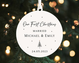 Our First Christmas Married Ornament KS51  || Newlywed Ornament - Mr and Mrs Christmas Ornament - Wedding - Just Married - Scandi - Married