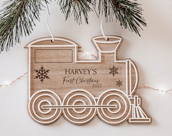 Personalised First Christmas Train Ornament Sty. A|| My First Christmas - Baby's First Christmas - Christmas Ornament - My First Ornament