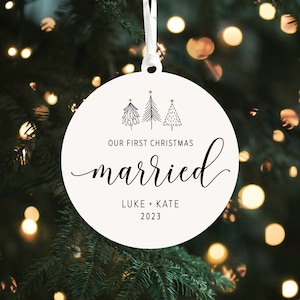 Our First Christmas Married Ornament KS48  || Newlywed Ornament - Mr and Mrs Christmas Ornament - Wedding - Just Married - Scandi - Married