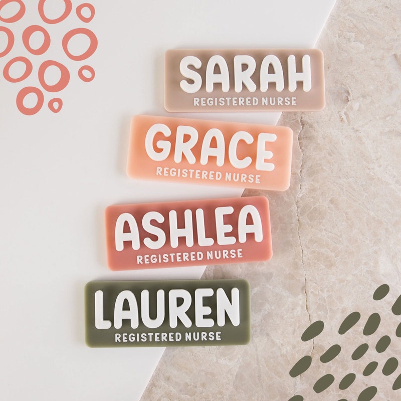 Personalised Name Badge BG58 | Registered Nurse Name Badges For Midwife Teacher Name Badge for Medical Student Name Tag for Educator Badges