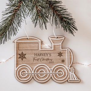 Personalised First Christmas Train Ornament Sty. A|| My First Christmas - Baby's First Christmas - Christmas Ornament - My First Ornament