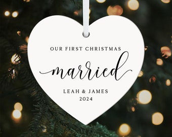 Our First Christmas Married Ornament KS115 || Newlywed Ornament Mr and Mrs Christmas Ornament Wedding Keepsake Wedding Gift Mr and Mrs Gifts