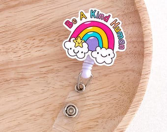 Be Kind Badge Reel PR37 | Retractable Badge Reel Nurse Badge Reel Teacher Badge Holder Healthcare ID Badge Reel OT Badge Reel Doctor