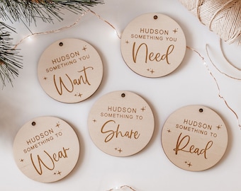 Personalised Something Gift Tags Sty.A || Want Need Wear Read Share Tags - Mindful Gift Tags - Christmas Gift Tags - Wooden Gift Tag - Gifts