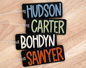 Personalised Kids Name Bag Tags | Kids School Bag Tag Kids Bag Tags Daycare Bag Tag Kids Backpack Name Tag Name Tag Backpack Keychain Black