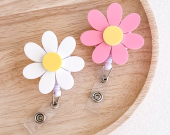 Flower Badge Reel | Retractable Badge Reel Badge Reel Medical ID Badge Holder Healthcare ID Badge Reel OT Badge Doctor Daisy Badge Reel
