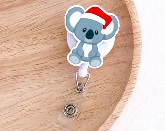 Christmas Koala Badge Reel PR31 | Nurse Badge Reel Koala Badge Reel Medical Badge Healthcare Badge Reel Nurse Christmas Gift Teacher Badge