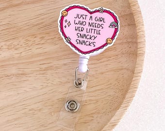 Just a Girl Funny Badge Reel PR36 | Retractable Badge Reel Funny Badge Reel Medical ID Badge Holder Healthcare Badge Reel Nurse Badge Reel