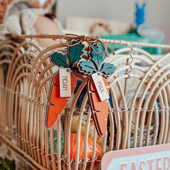 Easter Carrot Tag Bold || Easter Basket Tag Easter Tag Name Tag for Easter Basket Wooden Name Tag Easter Decor Kids Easter Gift Ideas