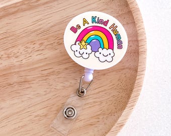 Be Kind Badge Reel PR38 | Retractable Badge Reel Nurse Badge Reel Teacher Badge Holder Healthcare ID Badge Reel OT Badge Reel Doctor