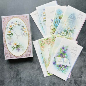 Lot de 10 cartes de voeux florales sincères condoléances vintage en boîte de 10