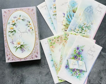 Vintage Heartfelt Sympathy Floral Greeting Cards Boxed Set of 10