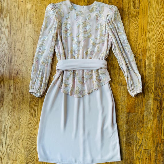 patra ladies dresses Pink Gold Blush Metallic Floral Dress Womens Size 7/8 wk50