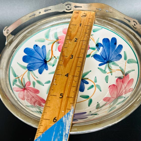 J.B. & W ハンドペイント ドイツ製 陶器製 フラワーバスケット 金属