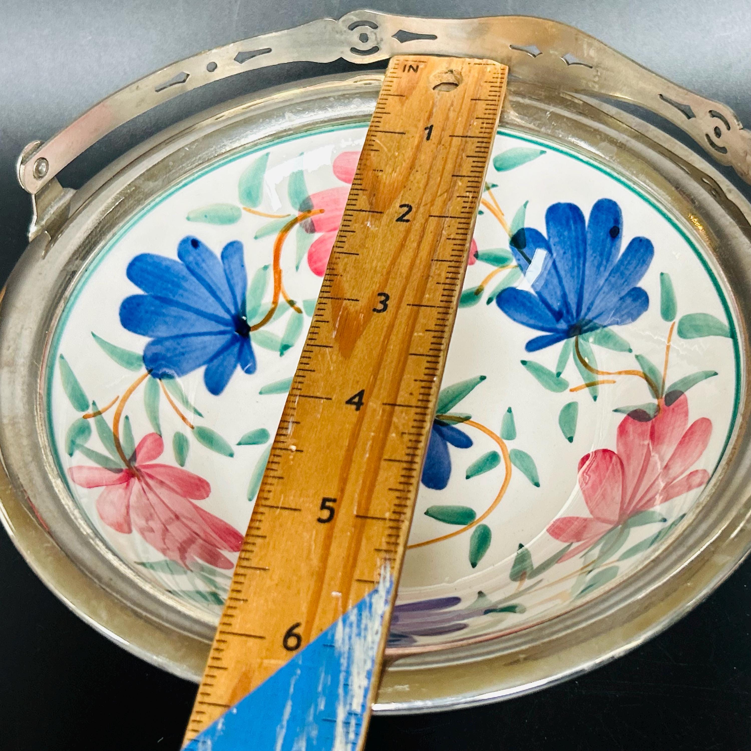 J.B. & W ハンドペイント ドイツ製 陶器製 フラワーバスケット 金属