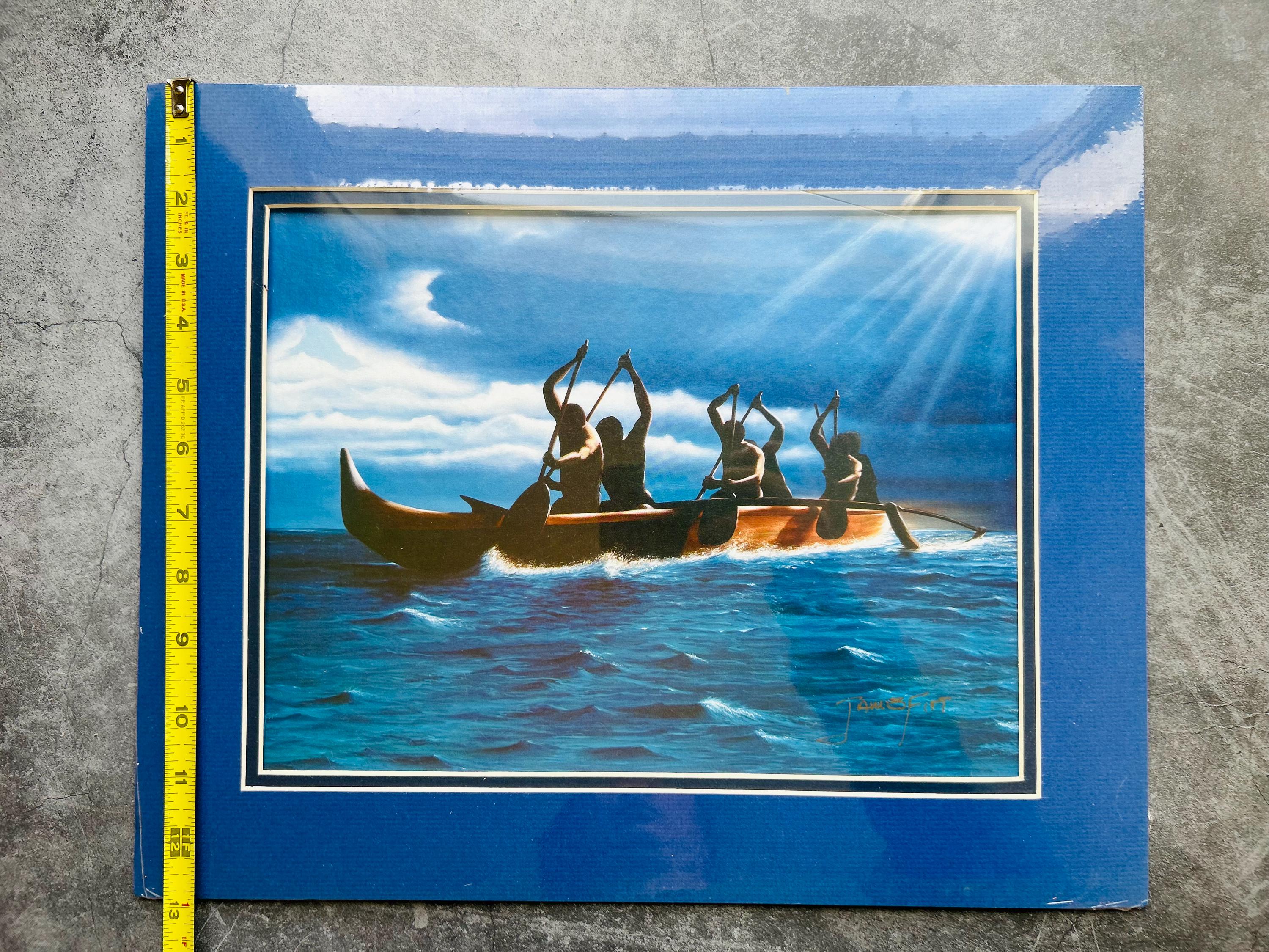 Paddle With the Wind Hoe Kama Kani Outrigger Canoe Print by James
