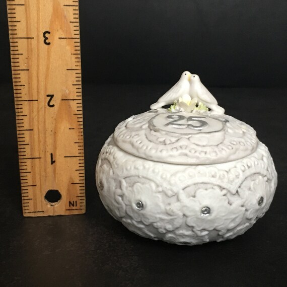 25th Anniversary Porcelain Keepsake Trinket Box w… - image 2