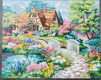 絵画「プライベートガーデン」 Paintworks Cottage Garden Paint by Number Painting 16x20 Completed