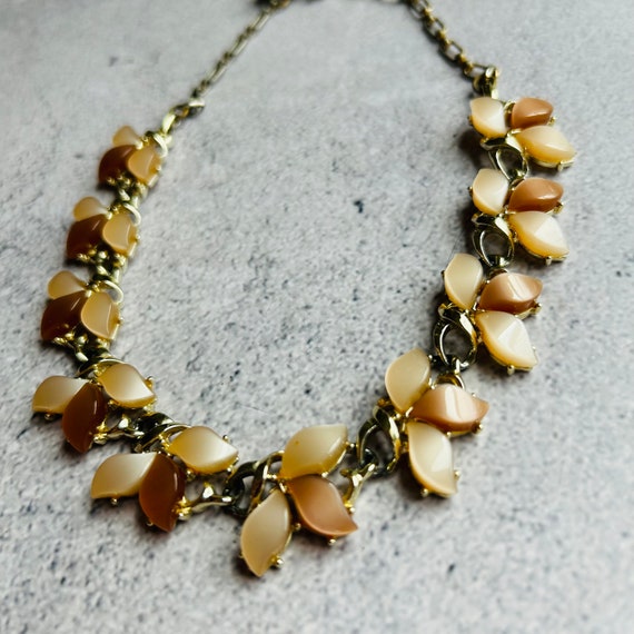 Coro Leaf Shaped Cluster Rhinestone Necklace and … - image 3