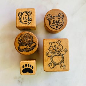 Teddy Bear Vintage Wood Mounted Stamp Lot of 5