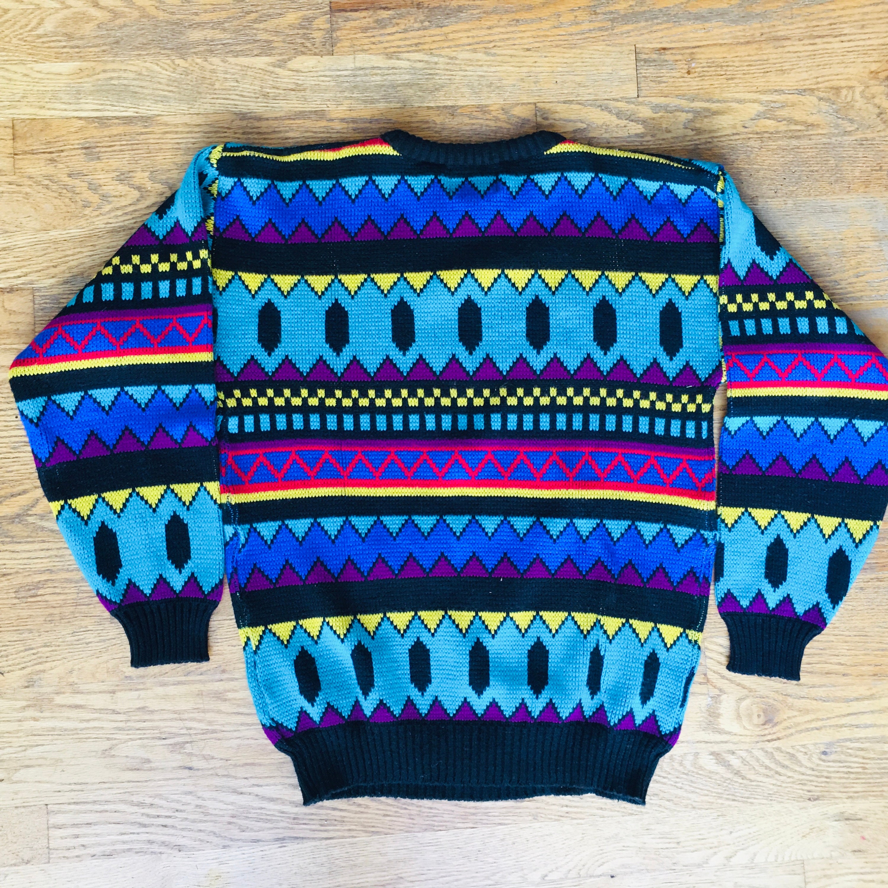 Chauvin Geometric Turquoise Knit Sweater Size Small - Etsy