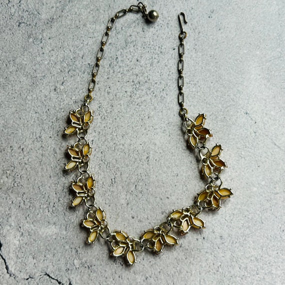 Coro Leaf Shaped Cluster Rhinestone Necklace and … - image 8