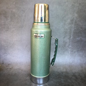 Vintage Stanley Thermos Metal Green Wide Mouth 24 Ounce 