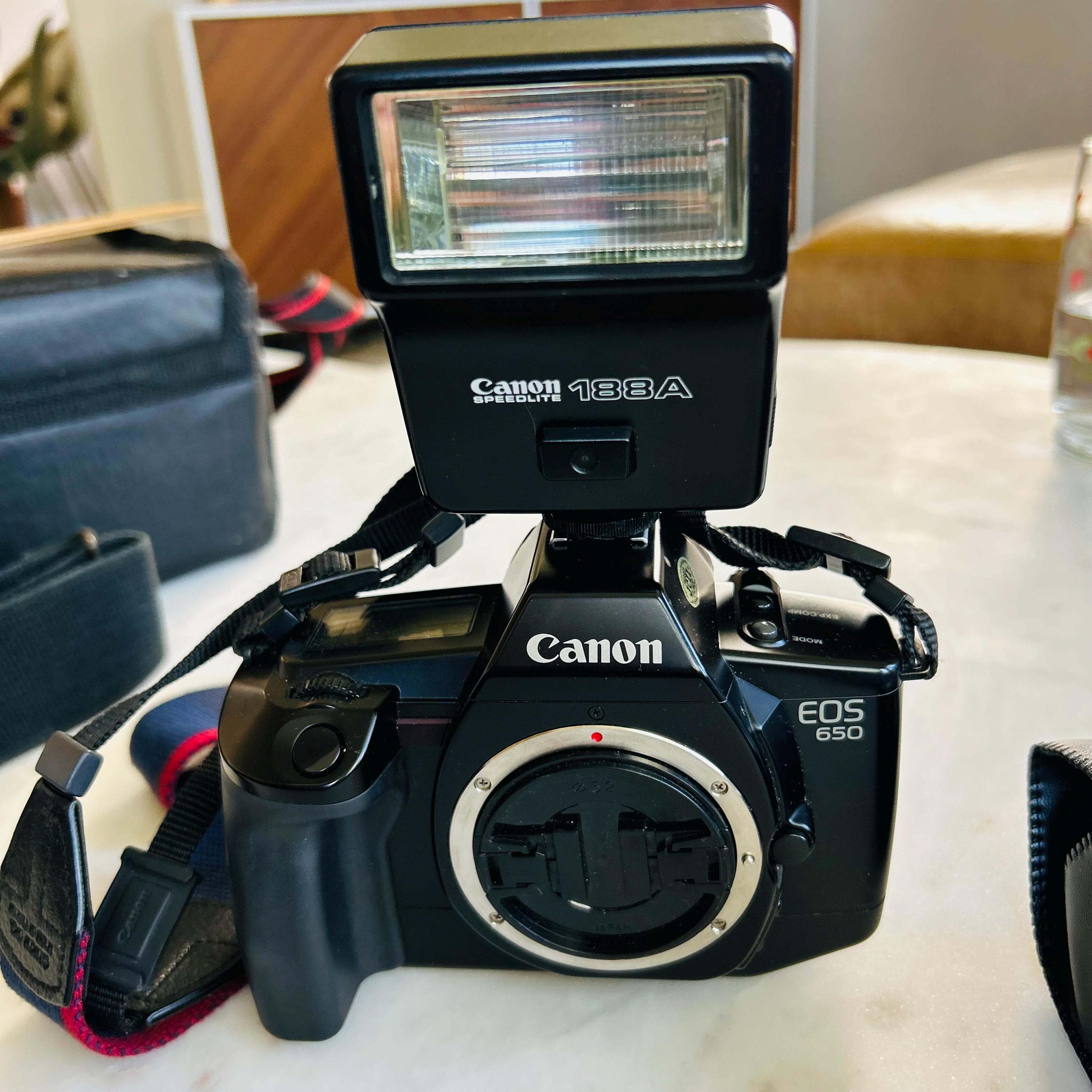 Canon EOS650 Film Camera + Speedlite 188A Flash + Tokina Lens