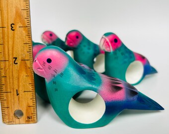 トロピカル パロット ハンドメイド 木製 ピンク ブルー ナプキン