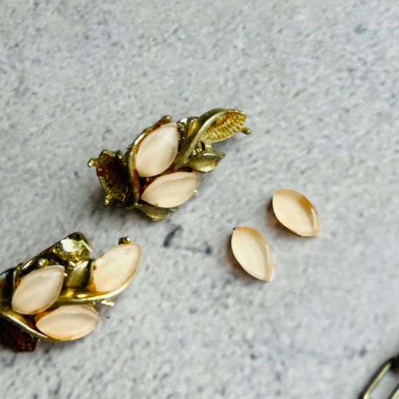 Coro Leaf Shaped Cluster Rhinestone Necklace and … - image 2