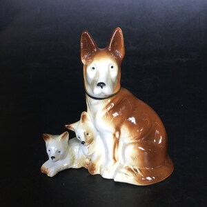 Great Dane Shepard Dog Figurine Mom and Puppies Made in Germany 4&quot;