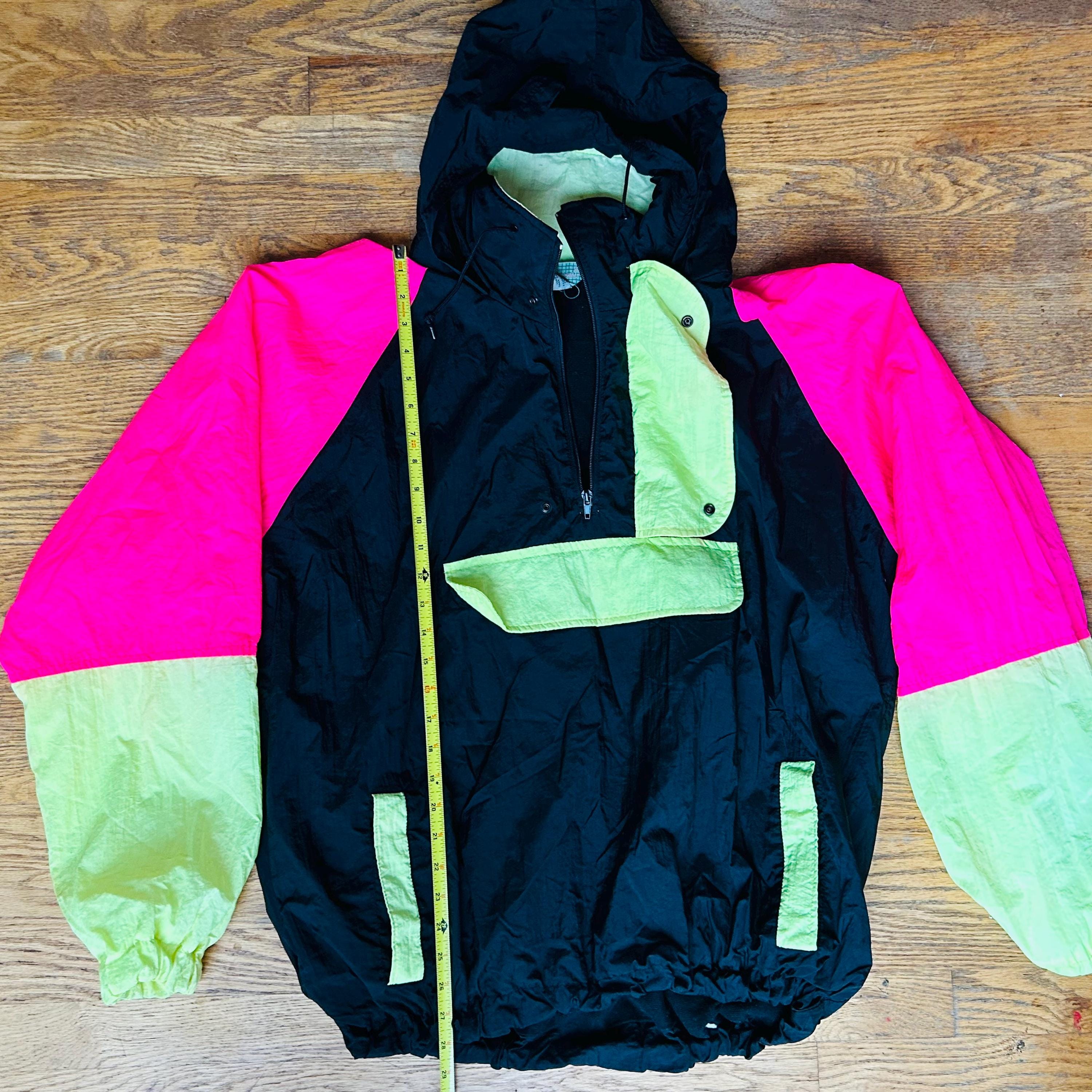 Outrageous Sports Black and Pink Lined Windbreaker Neon Full