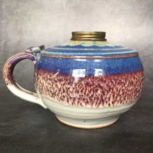 David Hough Art Pottery Blue Purple Glazed Handmade Stoneware Pitcher Teapot