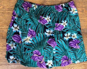 Hilo Hattie Short hawaïen floral noir et violet turquoise taille 3XL