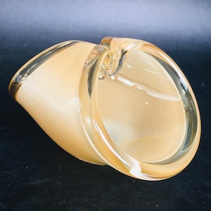 Iridescent Champagne Art Glass Basket Centerpiece 4&quot;