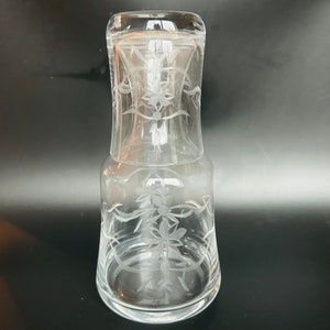 Cut Crystal Tumble Up Bedside Water Carafe with Tumbler 8&quot;
