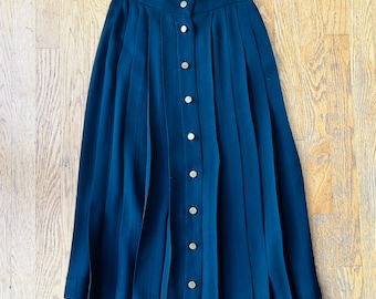 Jones New York Falda midi plisada con botones en la parte delantera, color negro, talla 4