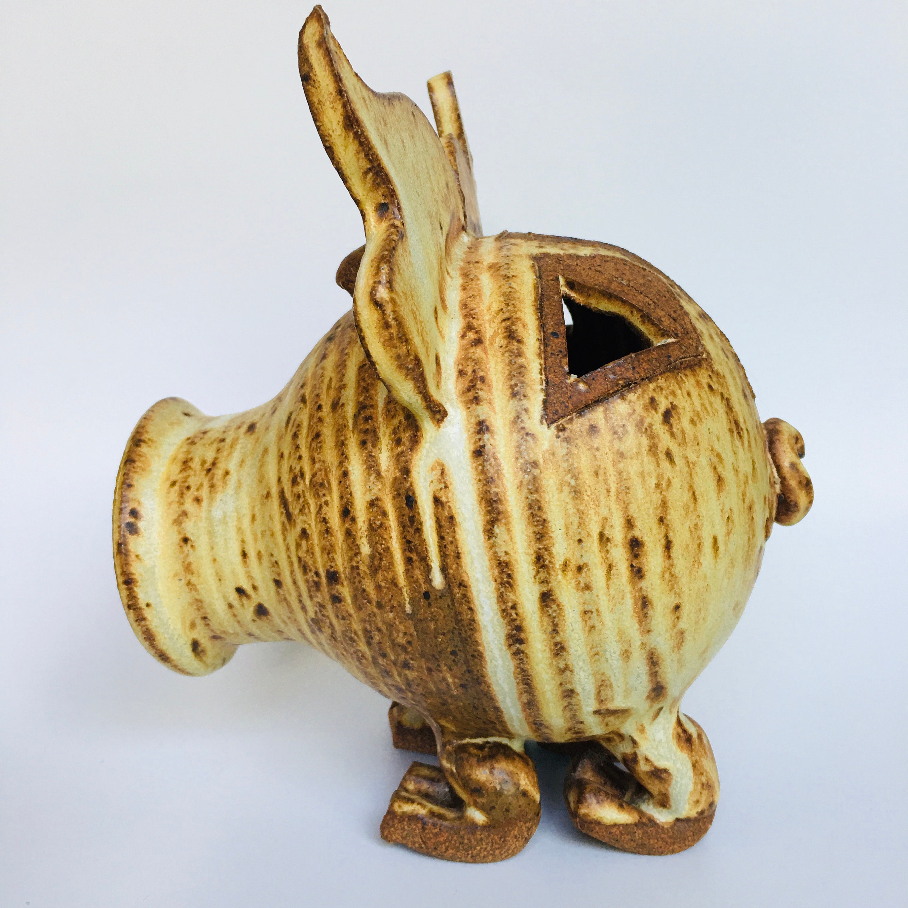 アート陶器 ブラウン 広口豚貯金箱 7.5インチ - Etsy 日本